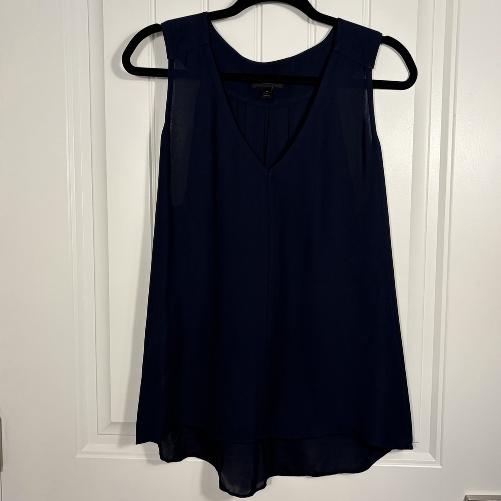 J.Crew Navy Sleeveless V-Neck High Low Blouse Women's Size 10 Business Casual